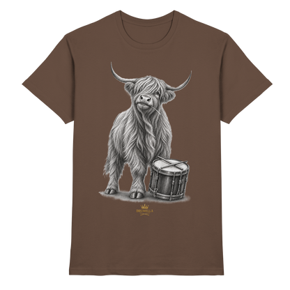Cooles Hochlandrind mit Snare Trommel – Drumella T-Shirt - Premium Shirt