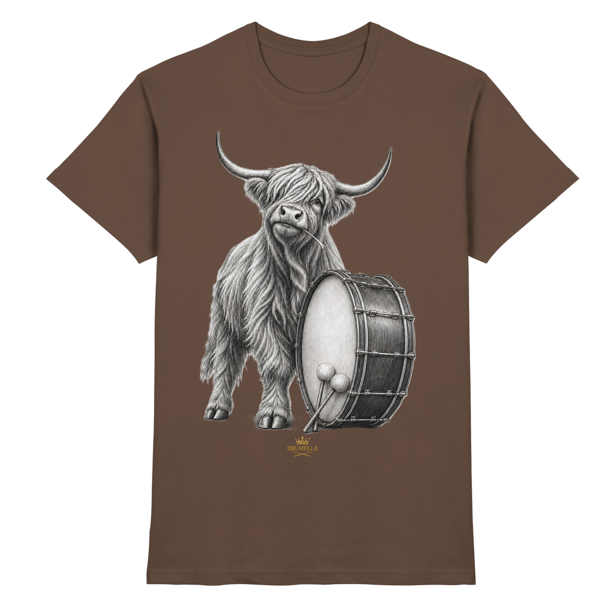 Cooles Hochlandrind mit Base Drum - Damen - Herren - T-Shirt - Drumella