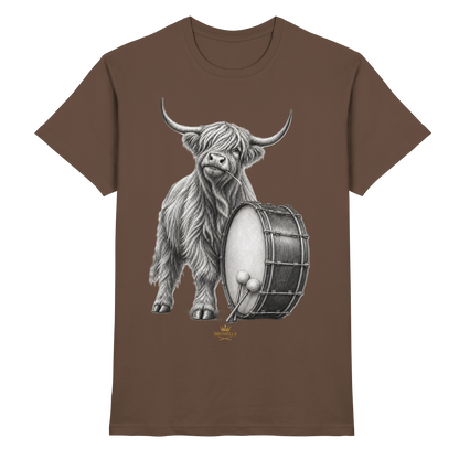 Cooles Hochlandrind mit Base Drum - Damen - Herren - T-Shirt - Drumella
