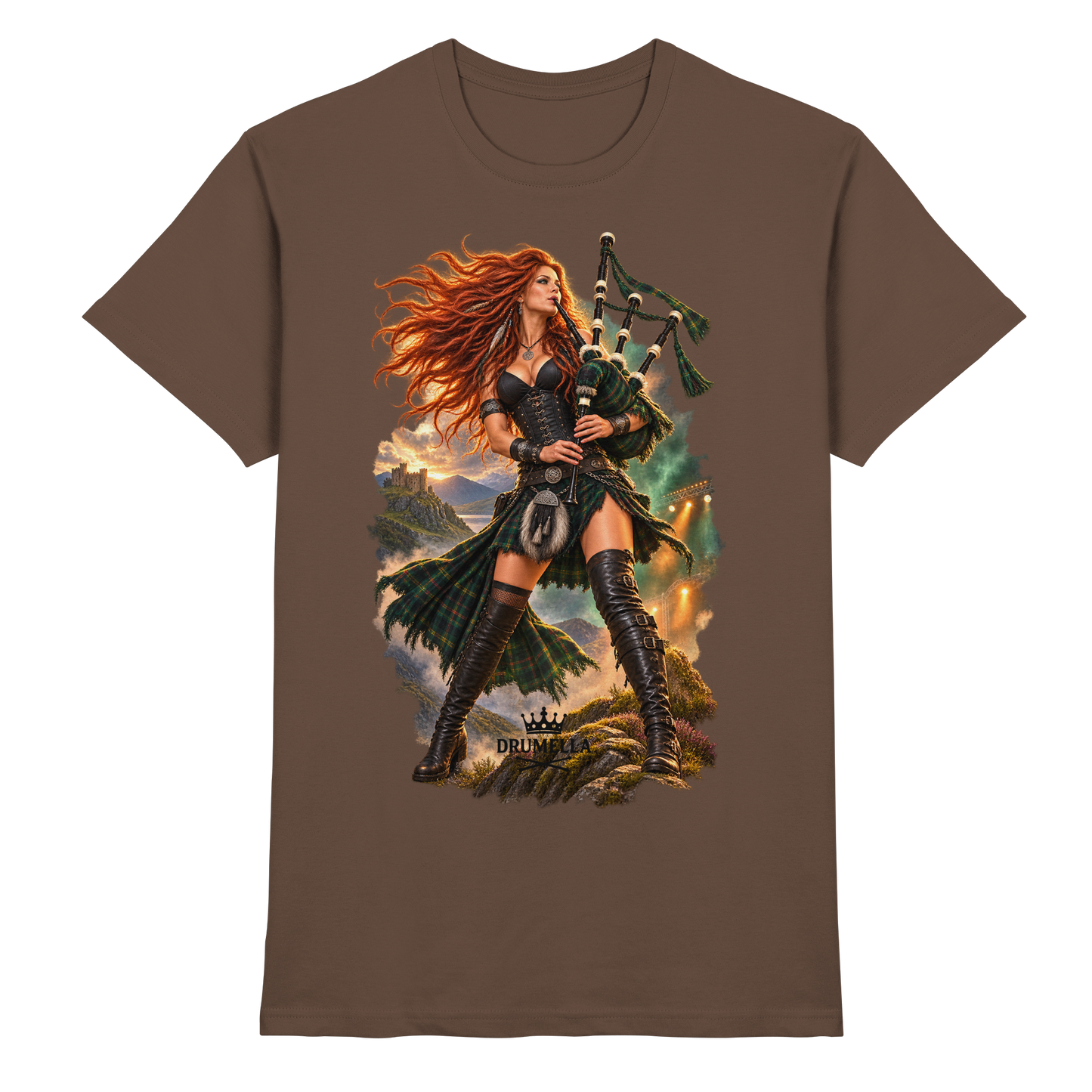 Rockige Dudelsackspielerin – Drumella T-Shirt - Premium Shirt