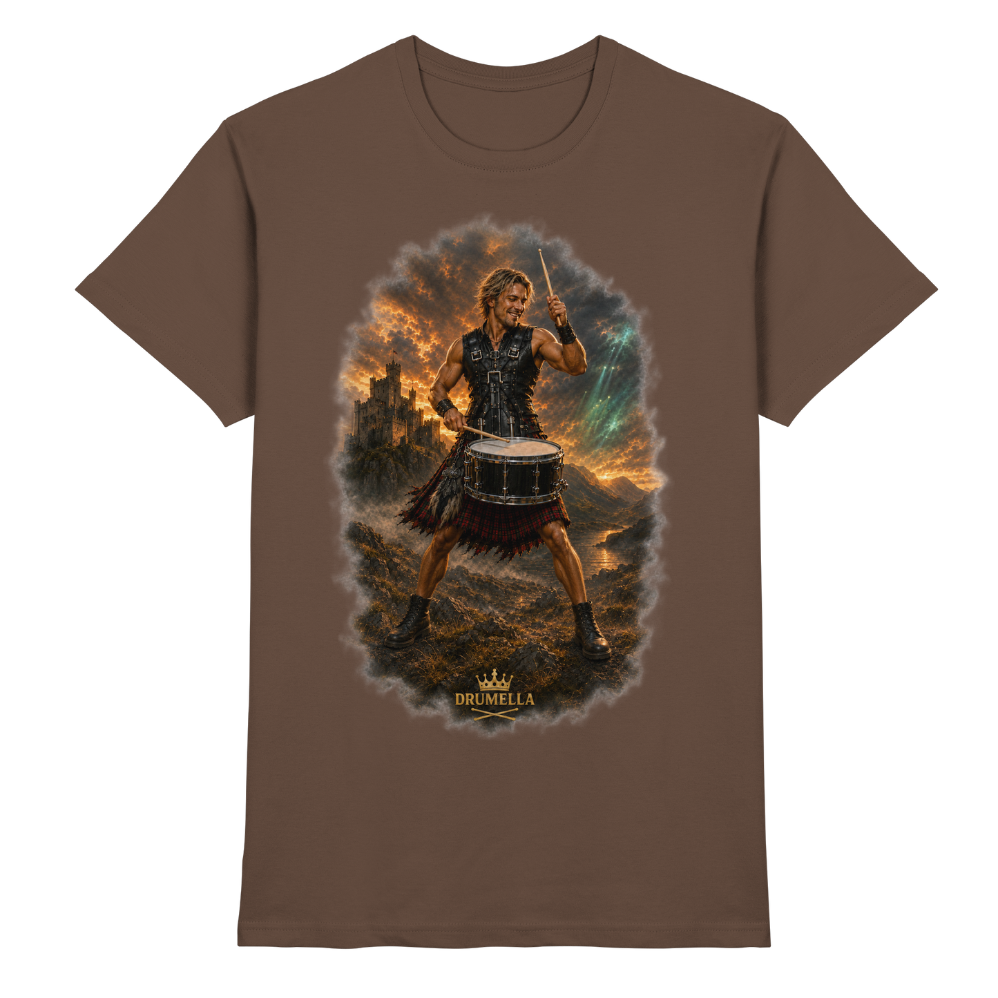 Drumella – Rockiger Snare-Drummer in den Highlands - Premium Shirt