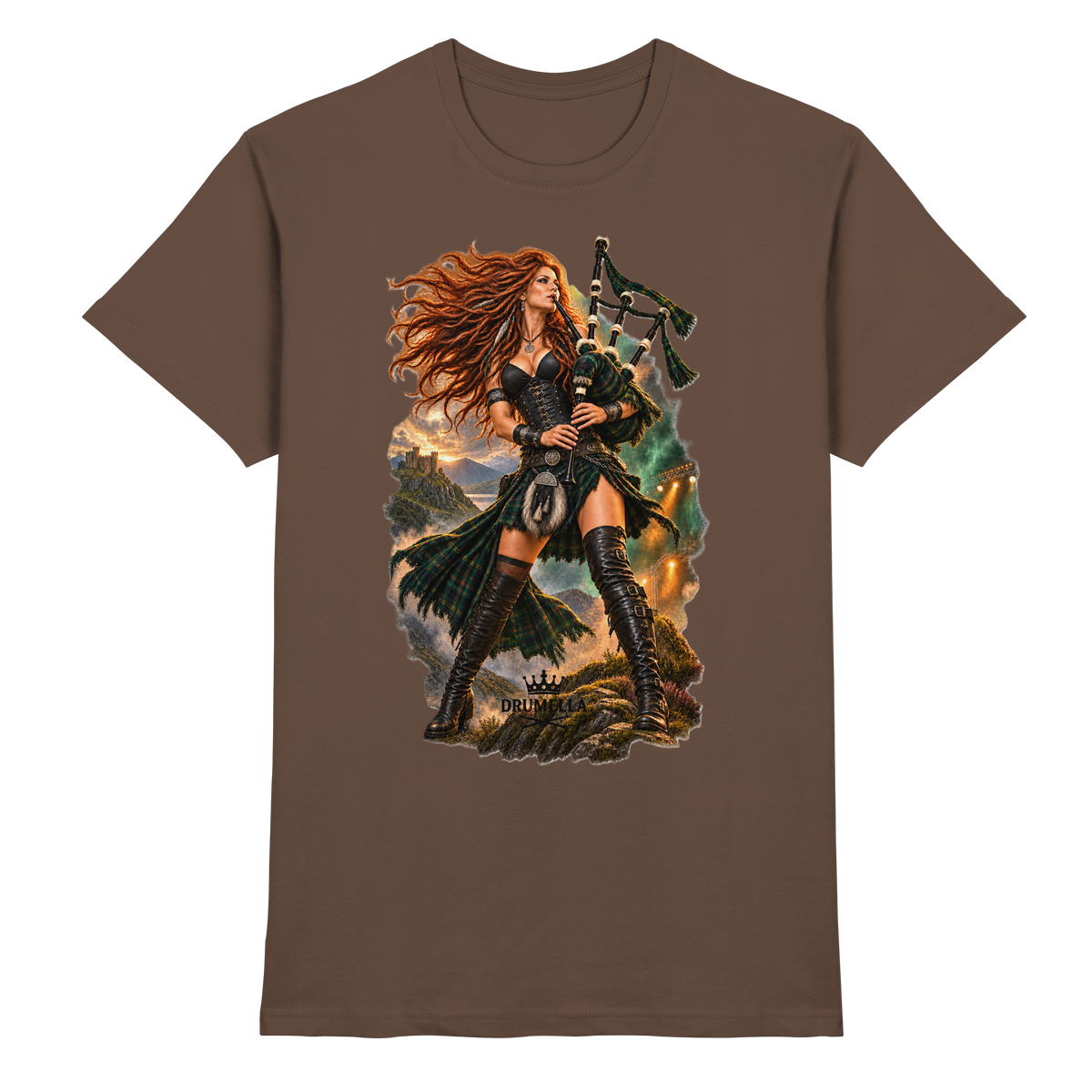 Rockige Dudelsackspielerin - Bagpipes - Damen - Herren - T-Shirt - Drumella
