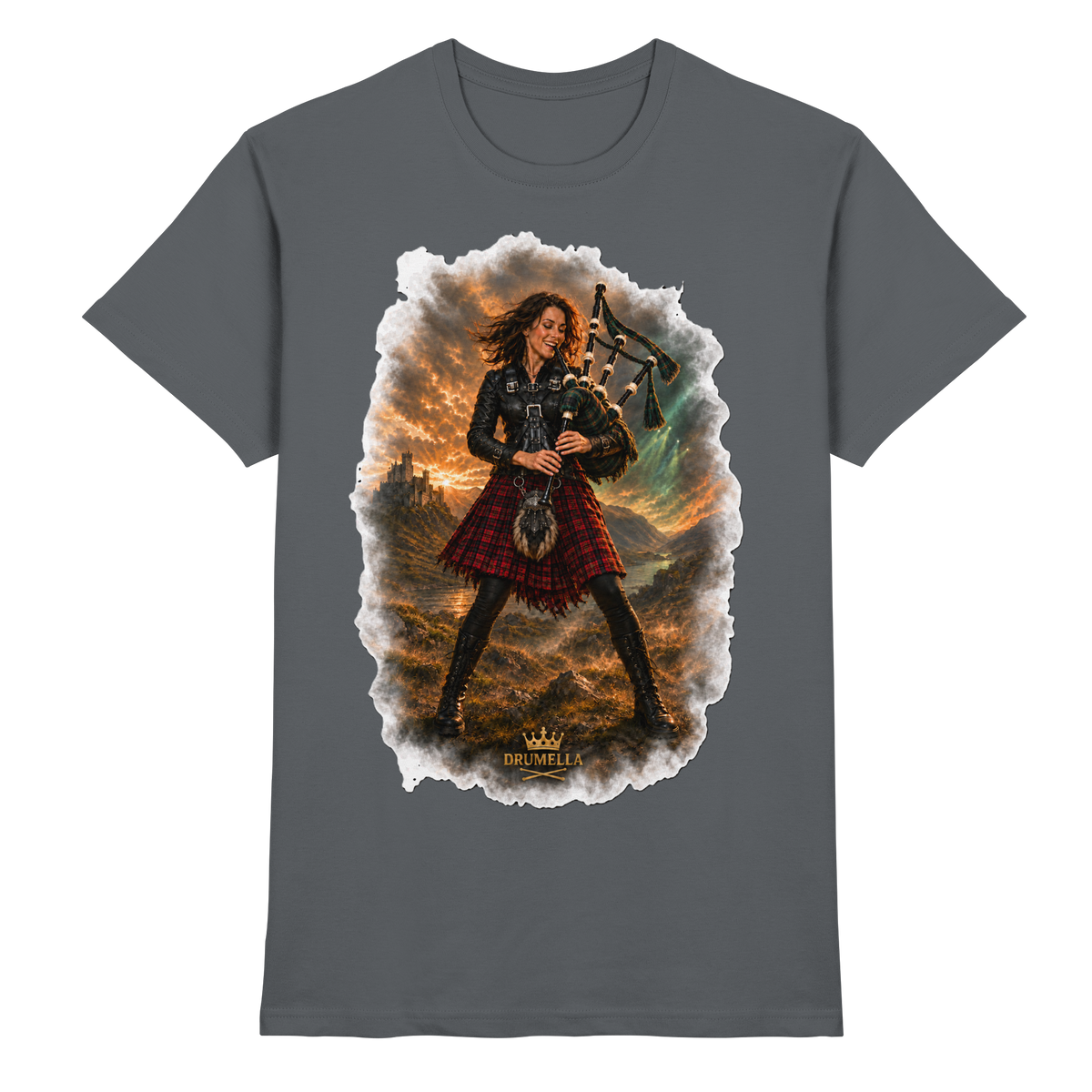 Rockige Dudelsackspielerin kurze Haare - Bagpipes - Damen - Herren - T-Shirt - Drumella - Premium Shirt