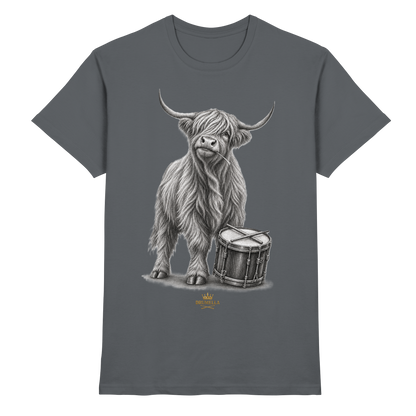 Cooles Hochlandrind mit Snare Trommel – Drumella T-Shirt - Premium Shirt