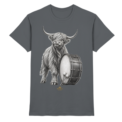 Cooles Hochlandrind mit Base Drum – Drumella T-Shirt  - Premium Shirt