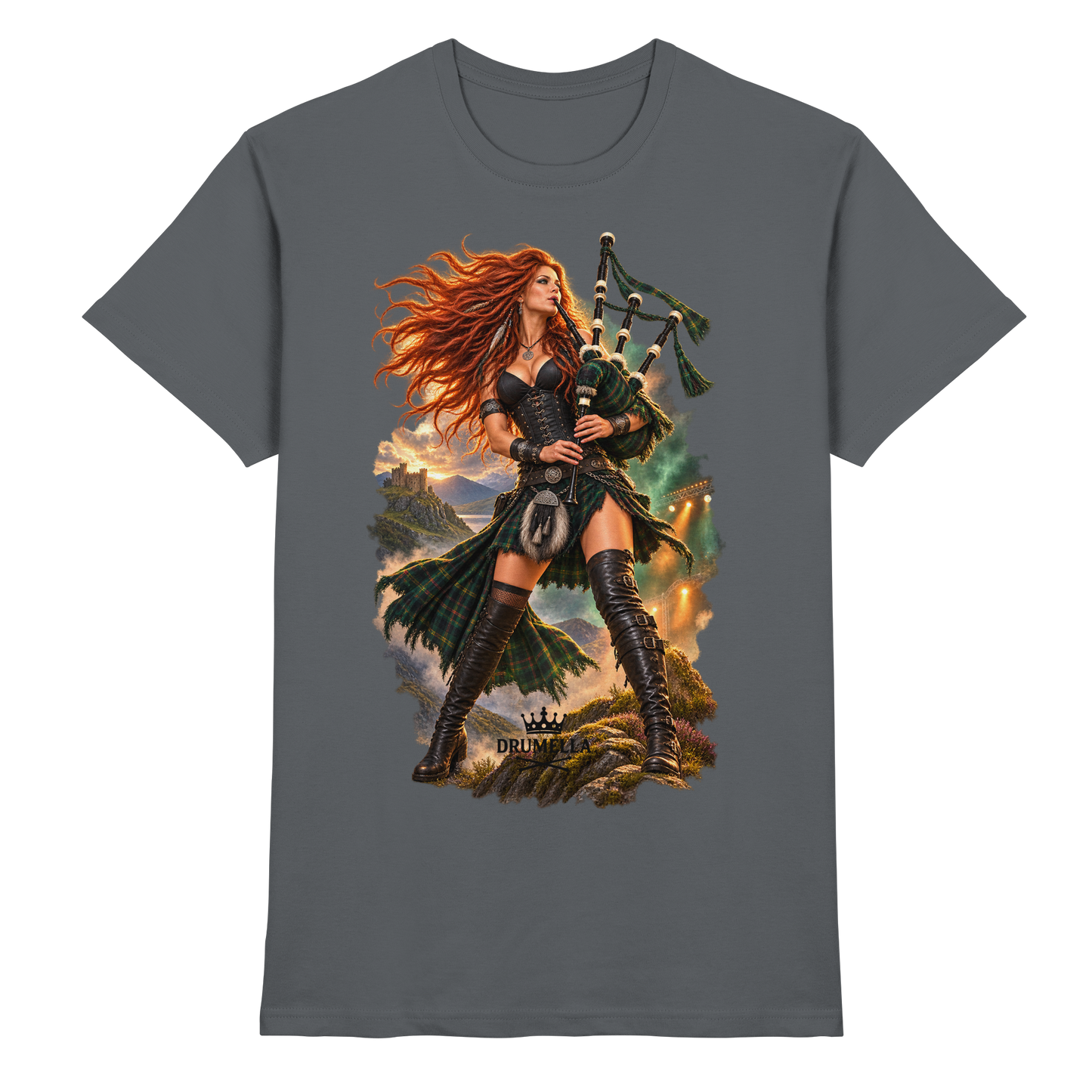 Rockige Dudelsackspielerin – Drumella T-Shirt - Premium Shirt