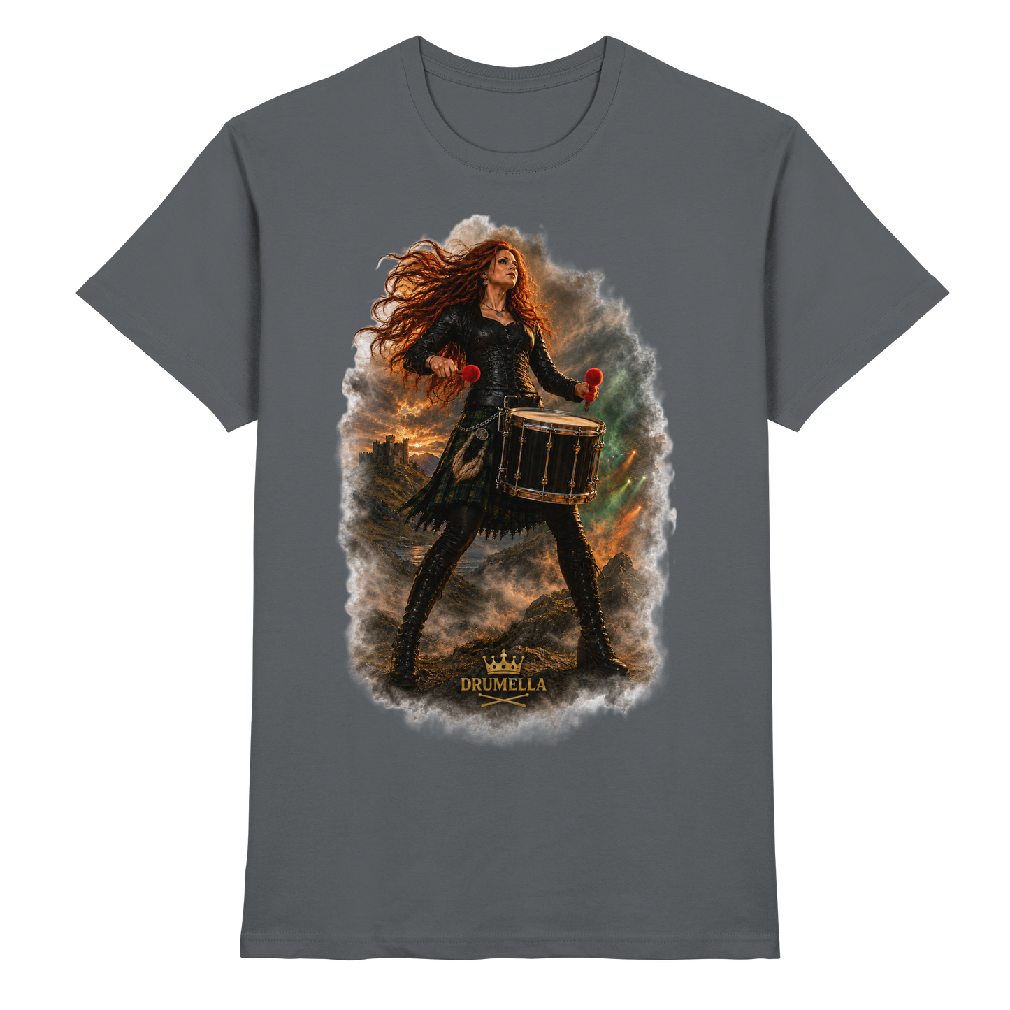 Drumella T-Shirt - Rockige Tenor-Trommlerin - Premium Shirt