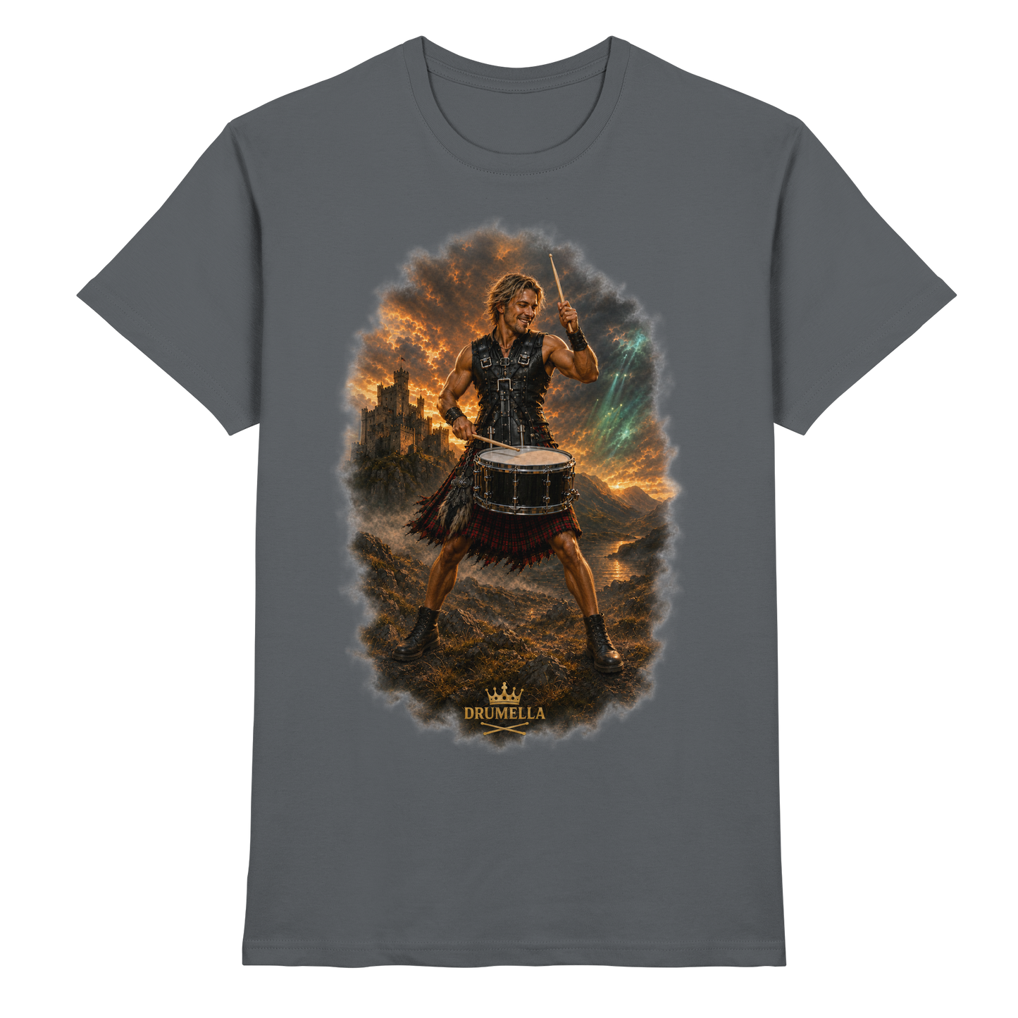 Drumella – Rockiger Snare-Drummer in den Highlands - Premium Shirt