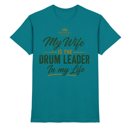 Kurzarm Herren T-Shirt Drumella „My Wife is the Drum Leader“ - Premium Shirt - Premium Shirt