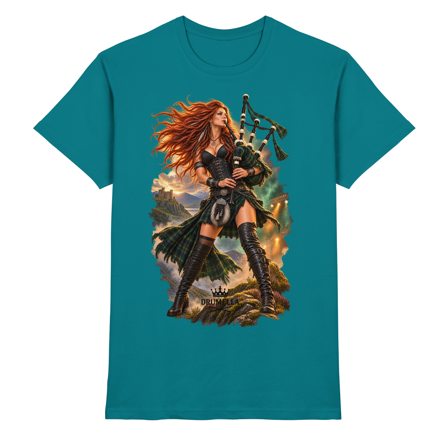 Rockige Dudelsackspielerin – Drumella T-Shirt - Premium Shirt