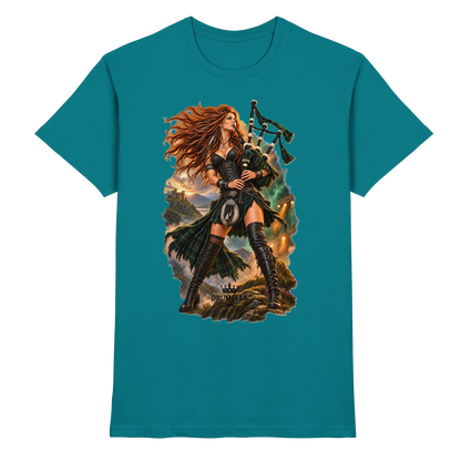 Rockige Dudelsackspielerin - Bagpipes - Damen - Herren - T-Shirt - Drumella