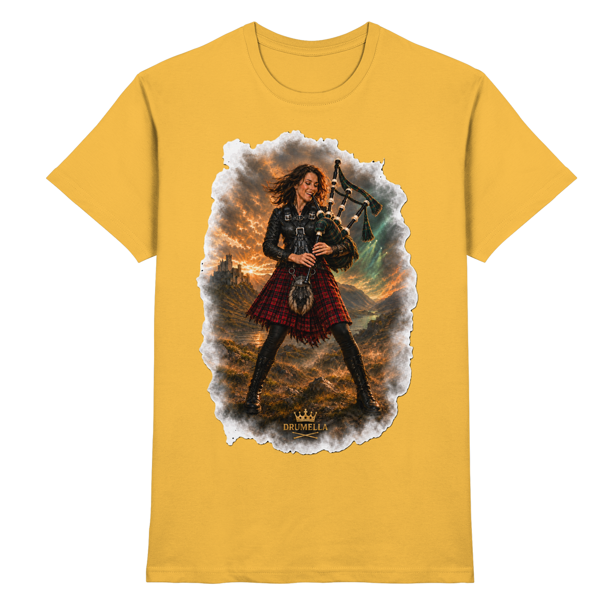 Rockige Dudelsackspielerin kurze Haare - Bagpipes - Damen - Herren - T-Shirt - Drumella - Premium Shirt