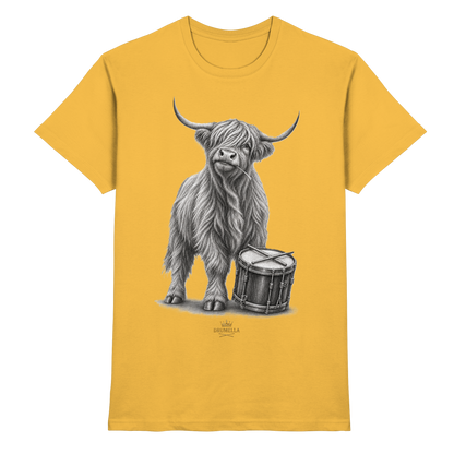 Cooles Hochlandrind mit Snare Trommel – Drumella T-Shirt - Premium Shirt