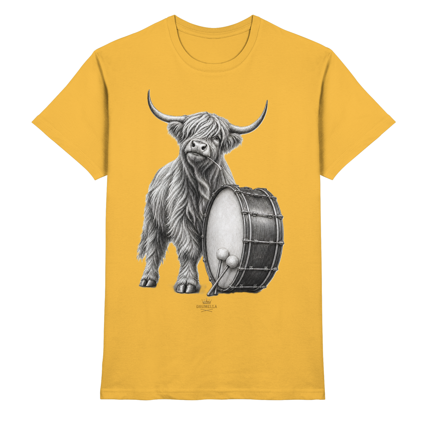 Cooles Hochlandrind mit Base Drum – Drumella T-Shirt  - Premium Shirt