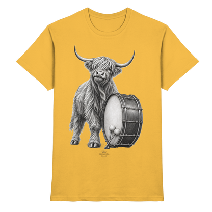 Cooles Hochlandrind mit Base Drum – Drumella T-Shirt  - Premium Shirt