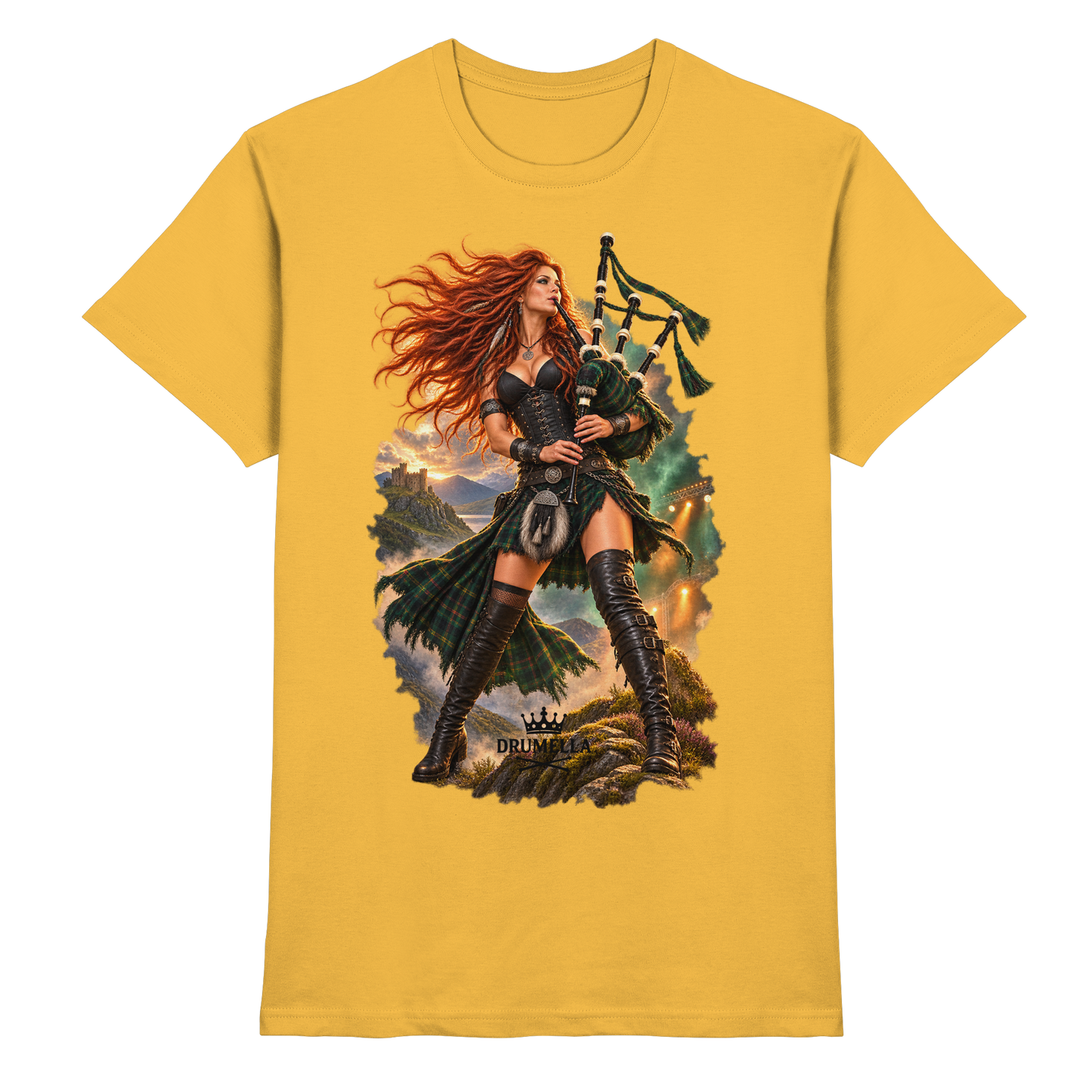 Rockige Dudelsackspielerin – Drumella T-Shirt - Premium Shirt