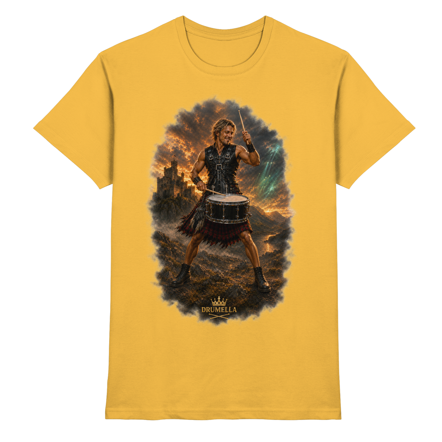 Drumella – Rockiger Snare-Drummer in den Highlands - Premium Shirt