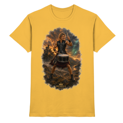 Drumella – Rockiger Snare-Drummer in den Highlands - Premium Shirt