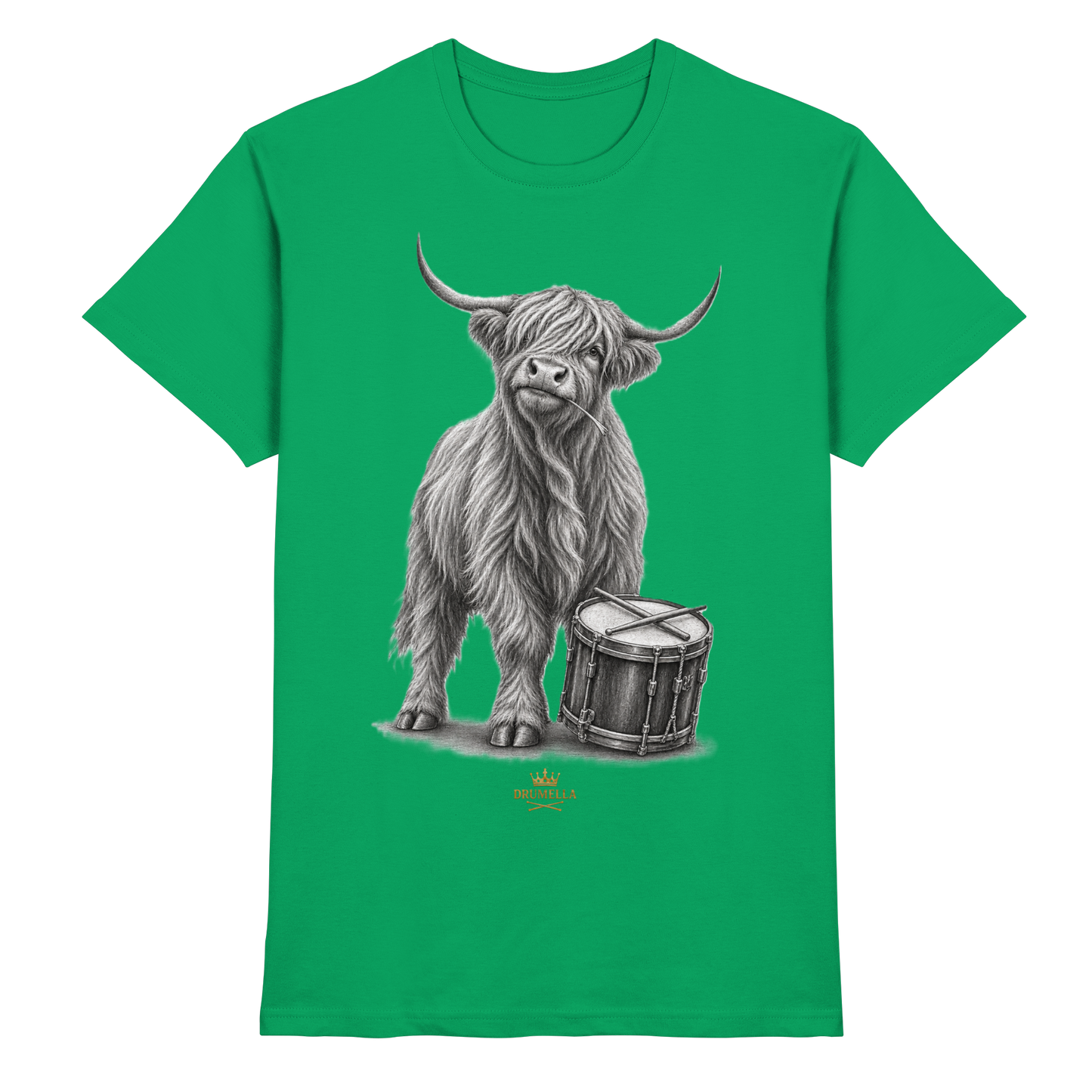 Cooles Hochlandrind mit Snare Trommel – Drumella T-Shirt - Premium Shirt