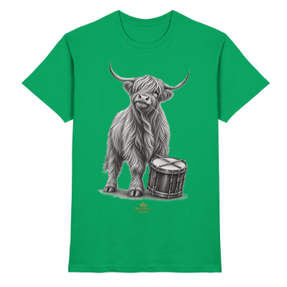Cooles Hochlandrind mit Snare Trommel – Drumella T-Shirt - Premium Shirt