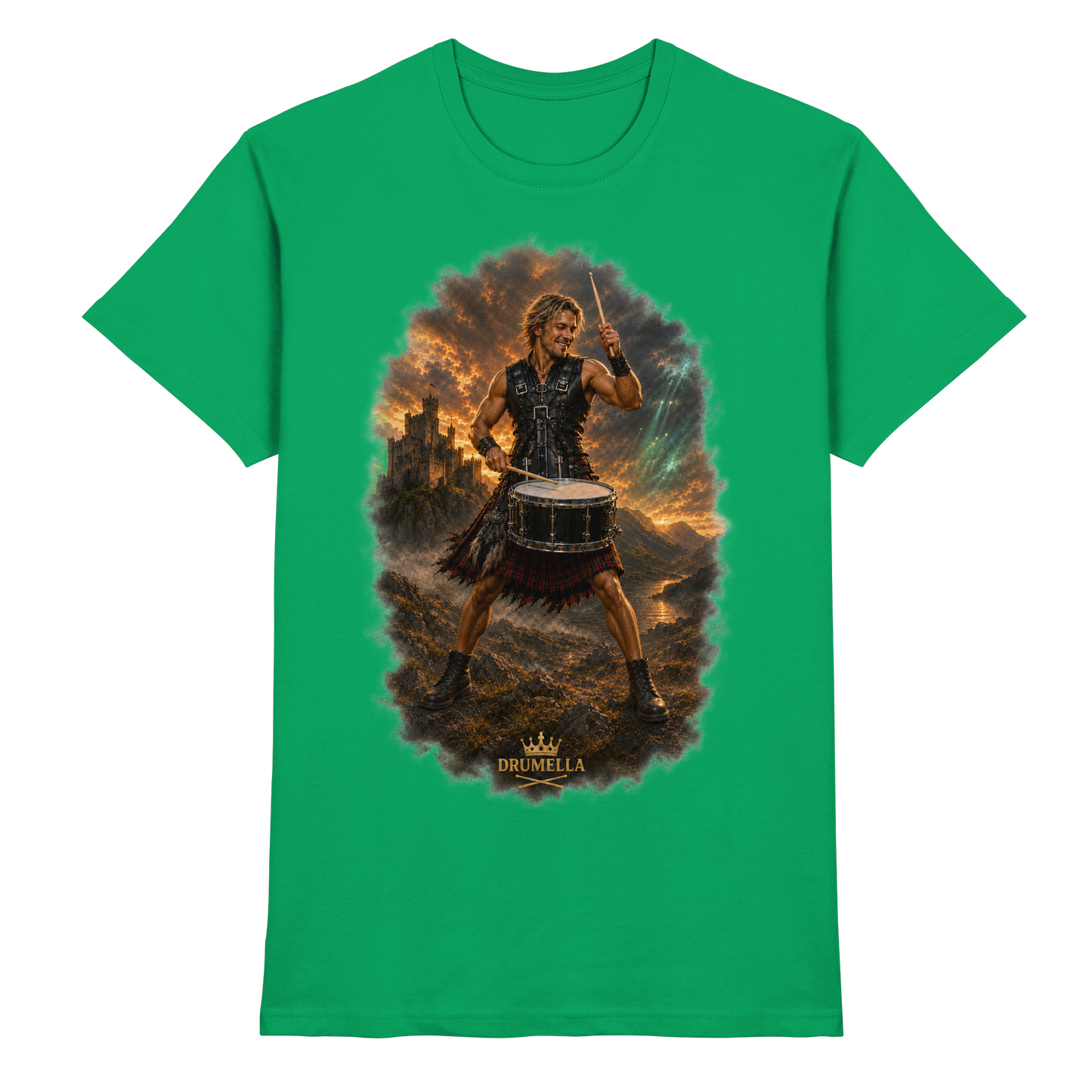 Drumella – Rockiger Snare-Drummer in den Highlands - Premium Shirt