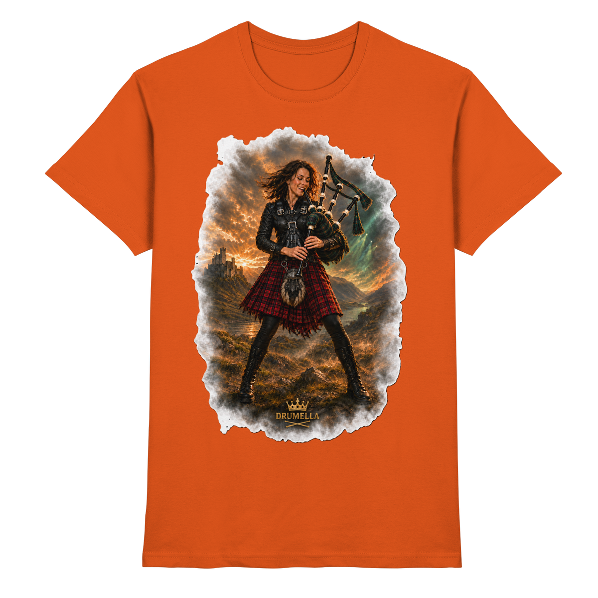 Rockige Dudelsackspielerin kurze Haare - Bagpipes - Damen - Herren - T-Shirt - Drumella - Premium Shirt