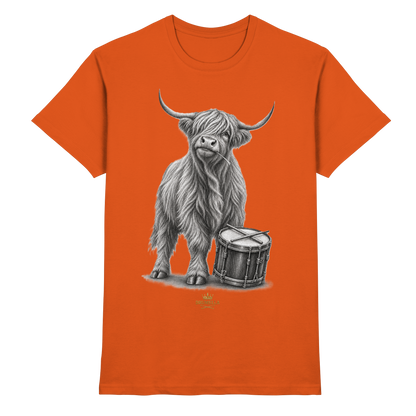 Cooles Hochlandrind mit Snare Trommel – Drumella T-Shirt - Premium Shirt