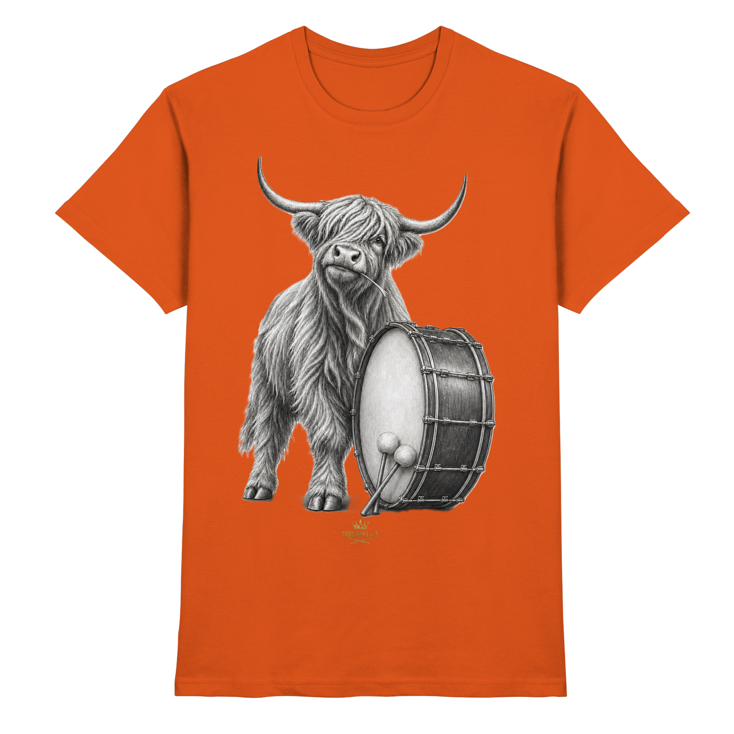 Cooles Hochlandrind mit Base Drum – Drumella T-Shirt  - Premium Shirt