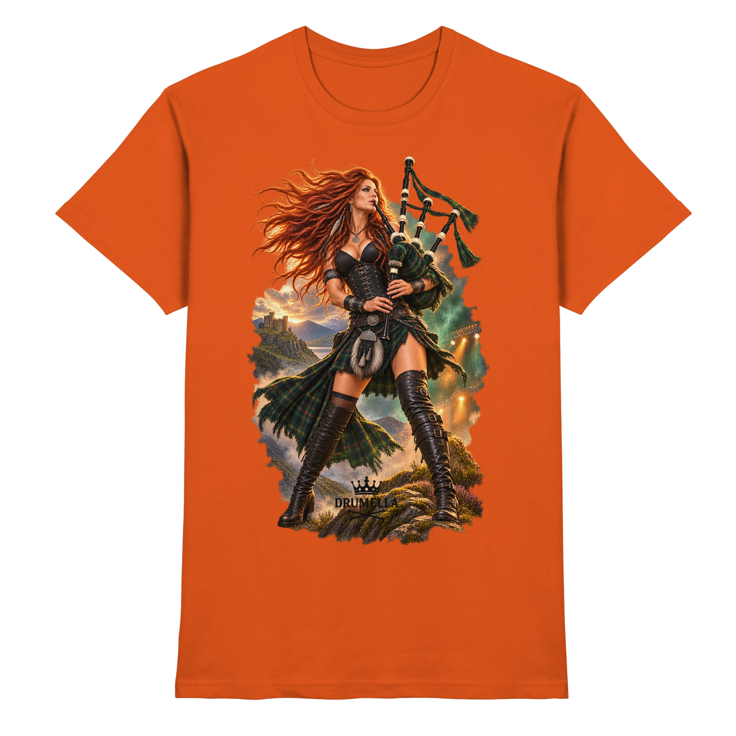 Rockige Dudelsackspielerin – Drumella T-Shirt - Premium Shirt