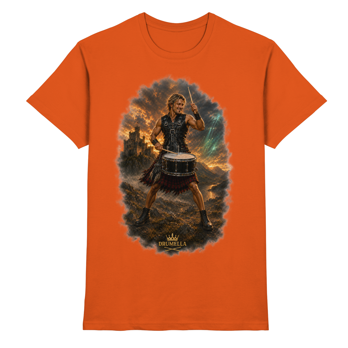 Drumella – Rockiger Snare-Drummer in den Highlands - Premium Shirt
