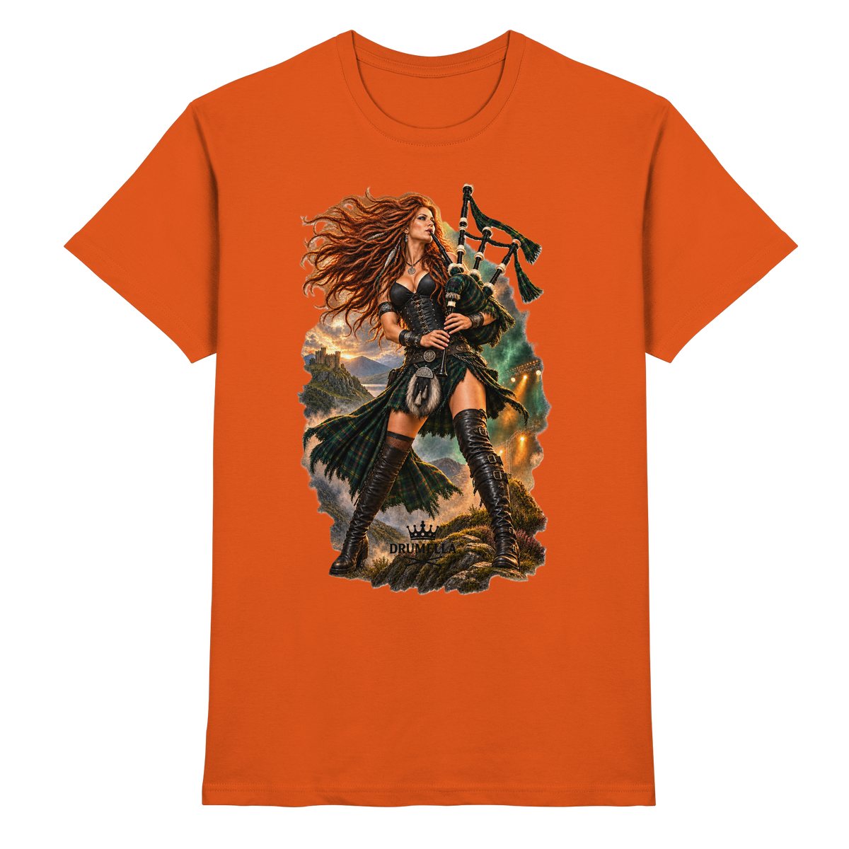 Rockige Dudelsackspielerin - Bagpipes - Damen - Herren - T-Shirt - Drumella