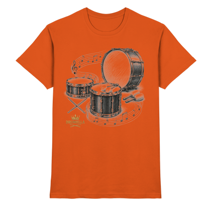 Drumella Drummer T‑Shirt „Three Drums – One Passion“ - Premium Shirt