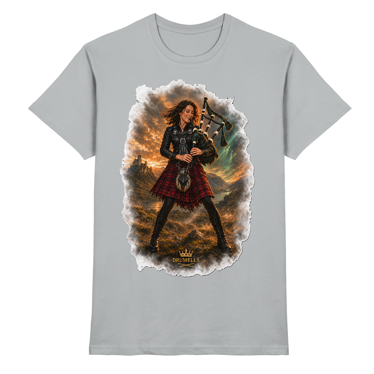 Rockige Dudelsackspielerin kurze Haare - Bagpipes - Damen - Herren - T-Shirt - Drumella - Premium Shirt