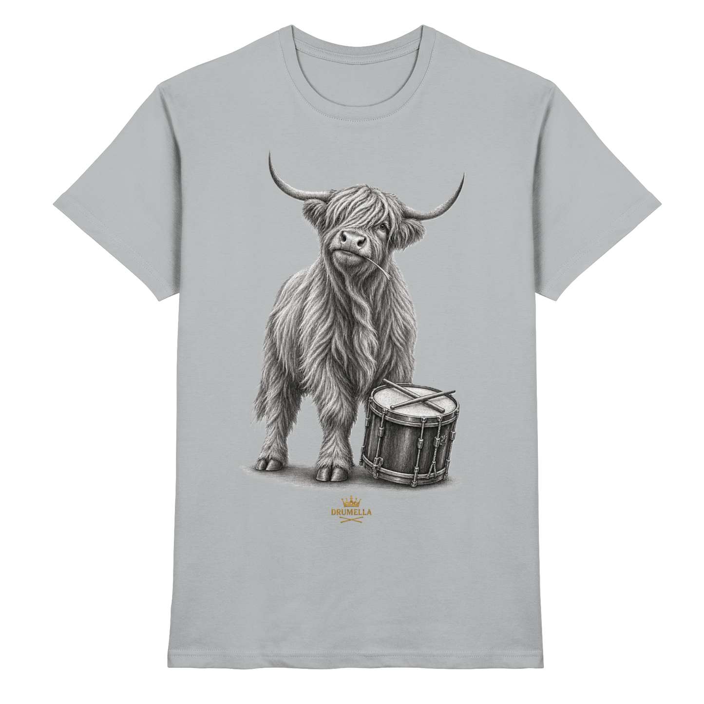 Cooles Hochlandrind mit Snare Trommel – Drumella T-Shirt - Premium Shirt