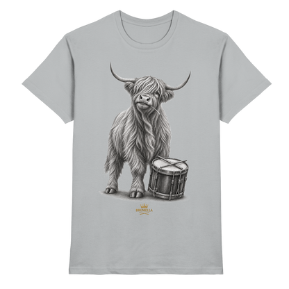 Cooles Hochlandrind mit Snare Trommel – Drumella T-Shirt - Premium Shirt