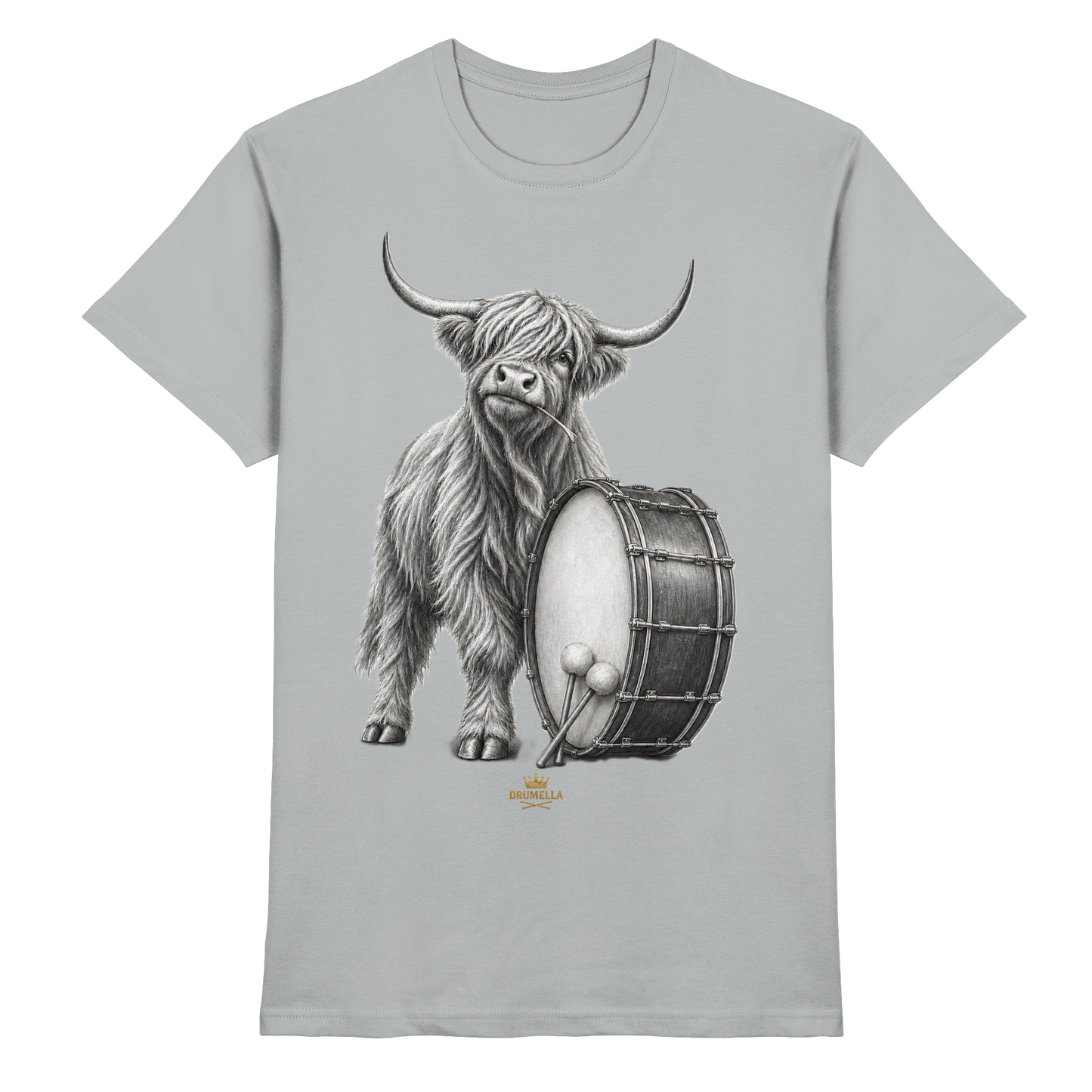 Cooles Hochlandrind mit Base Drum – Drumella T-Shirt  - Premium Shirt