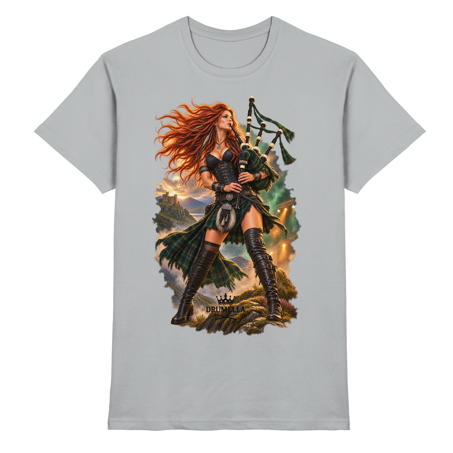 Rockige Dudelsackspielerin – Drumella T-Shirt - Premium Shirt