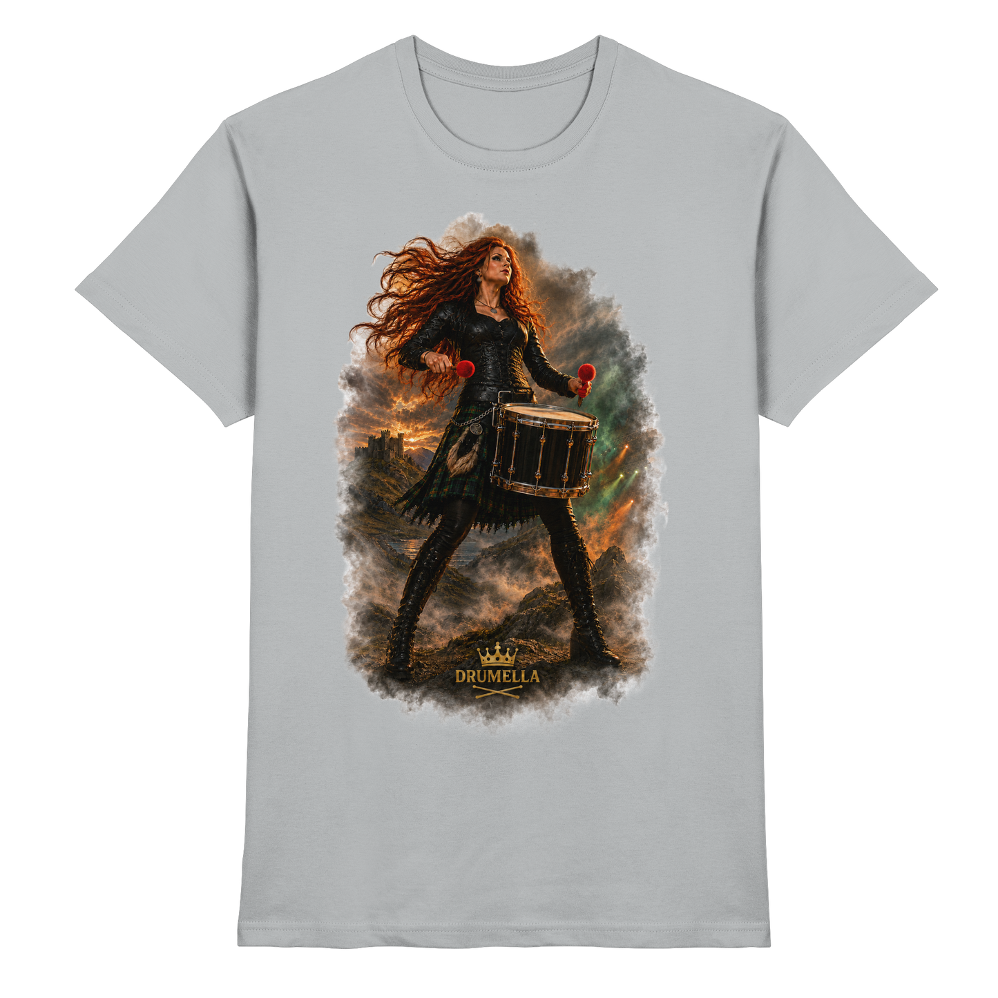 Drumella T-Shirt - Rockige Tenor-Trommlerin - Premium Shirt