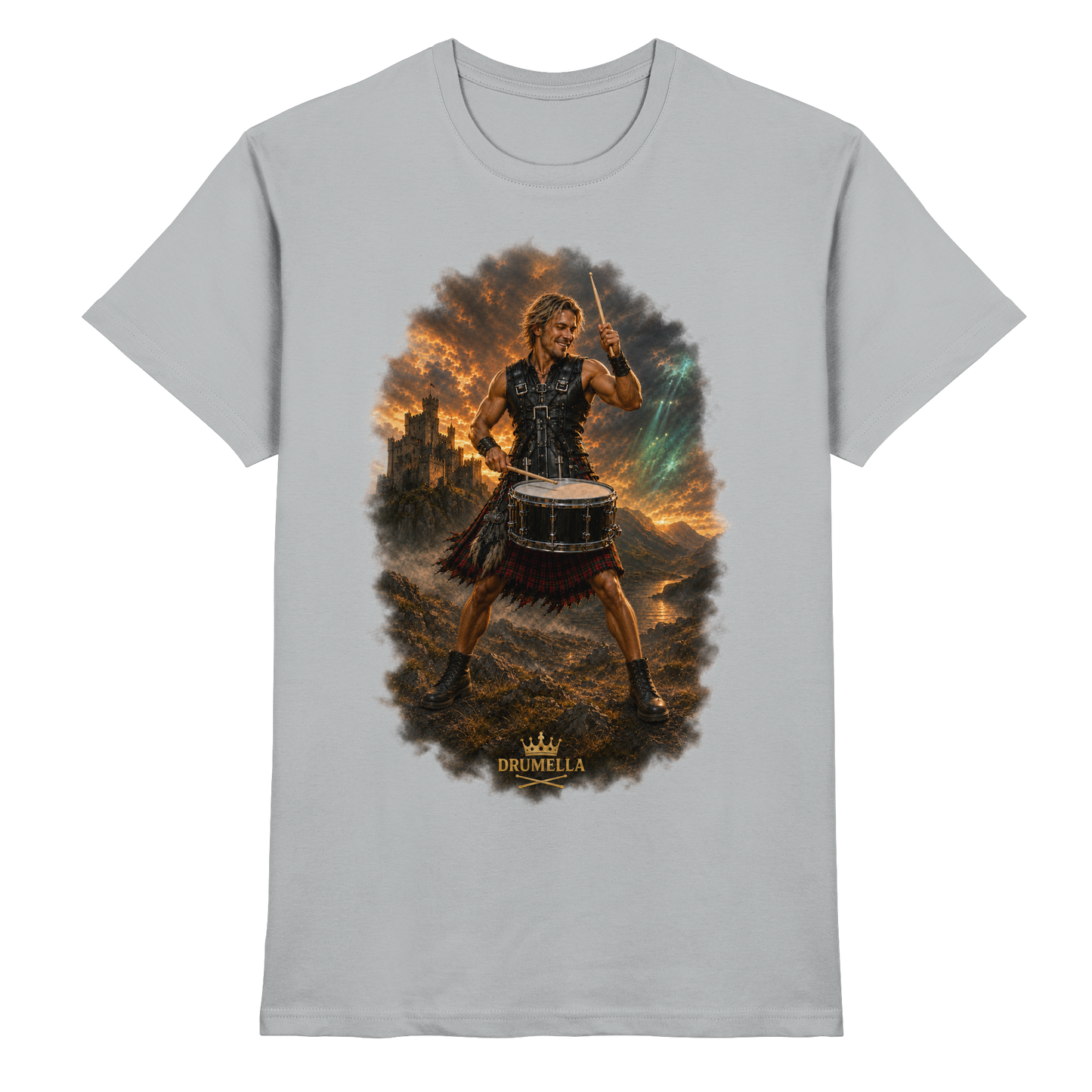 Drumella – Rockiger Snare-Drummer in den Highlands - Premium Shirt