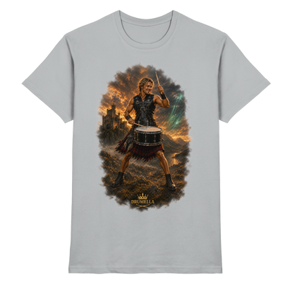 Drumella – Rockiger Snare-Drummer in den Highlands - Premium Shirt