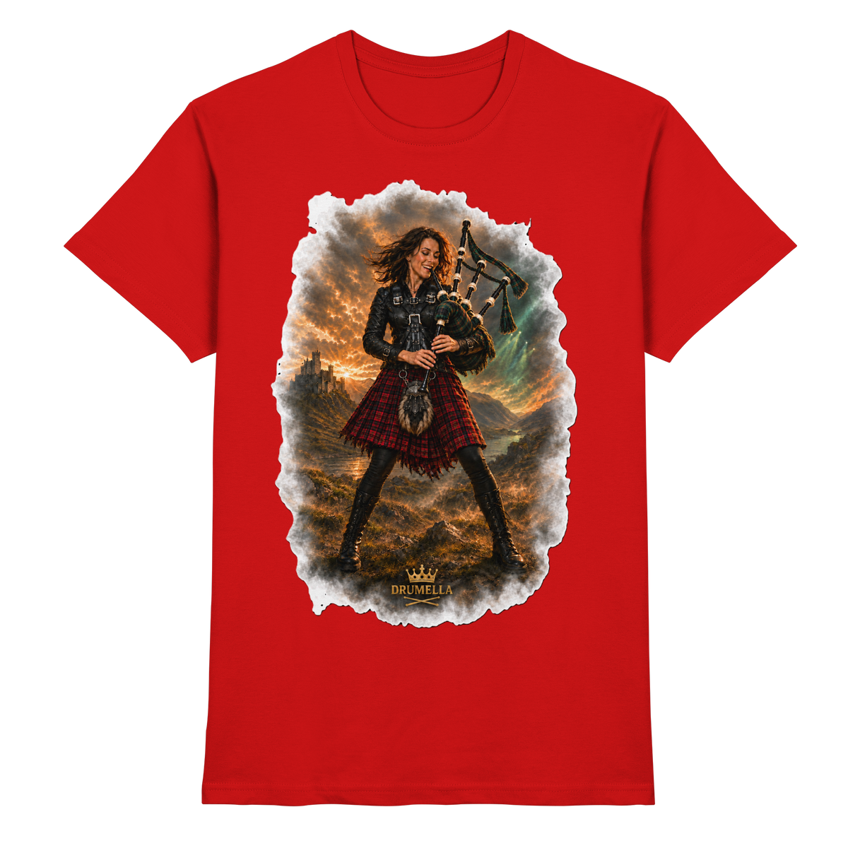 Rockige Dudelsackspielerin kurze Haare - Bagpipes - Damen - Herren - T-Shirt - Drumella - Premium Shirt