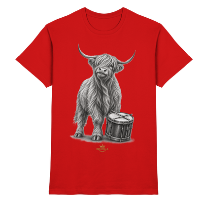 Cooles Hochlandrind mit Snare Trommel – Drumella T-Shirt - Premium Shirt