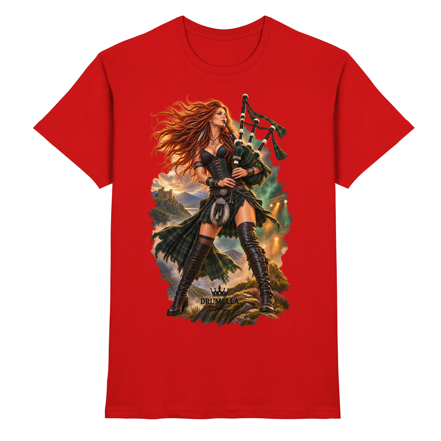 Rockige Dudelsackspielerin – Drumella T-Shirt - Premium Shirt