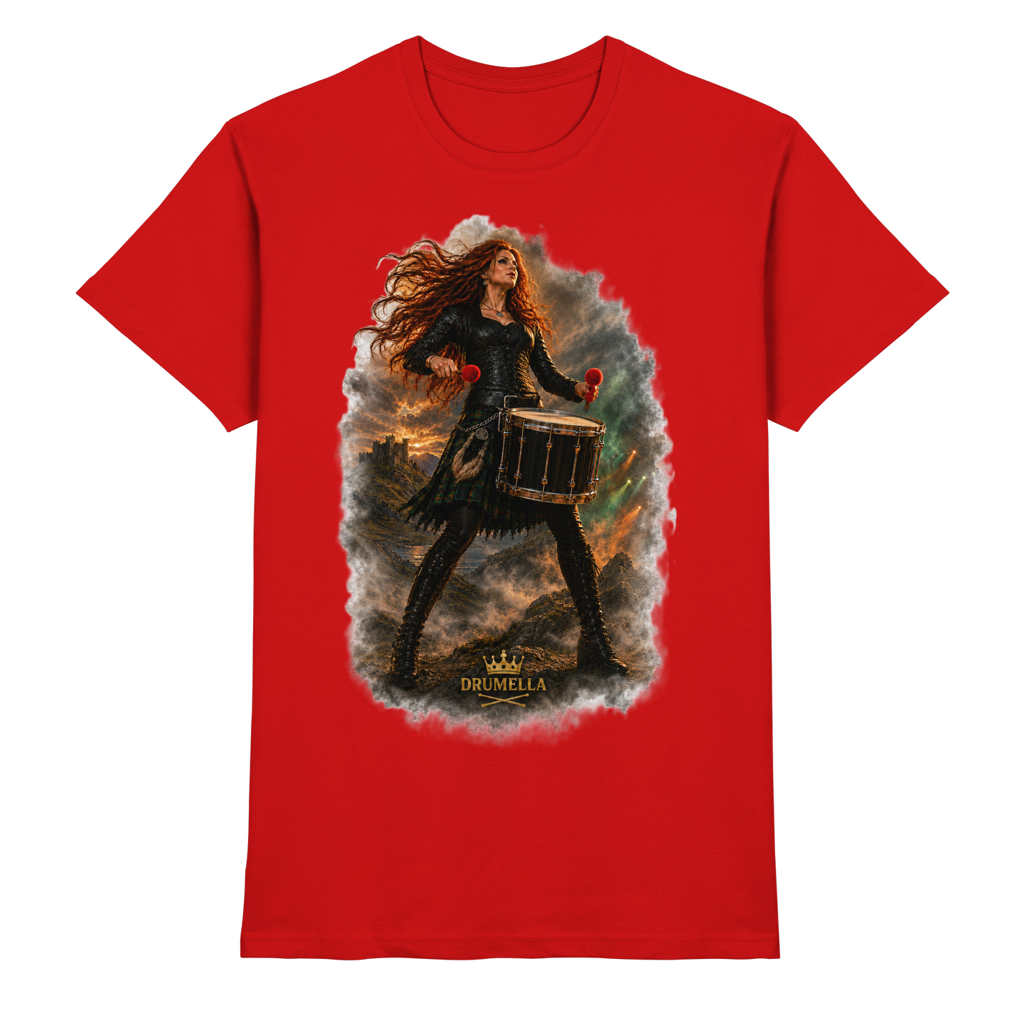 Drumella T-Shirt - Rockige Tenor-Trommlerin - Premium Shirt