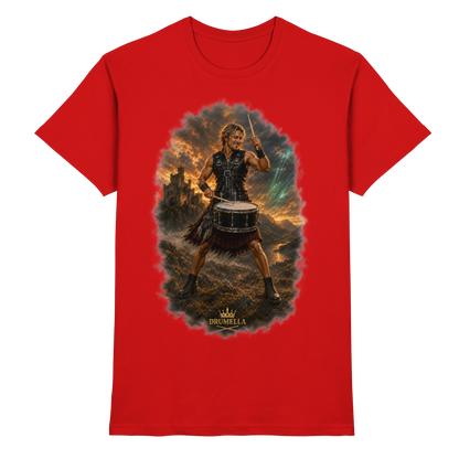 Drumella – Rockiger Snare-Drummer in den Highlands - Premium Shirt
