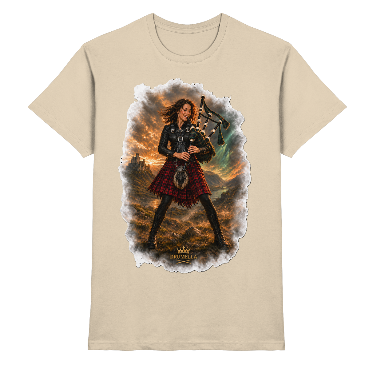 Rockige Dudelsackspielerin kurze Haare - Bagpipes - Damen - Herren - T-Shirt - Drumella - Premium Shirt