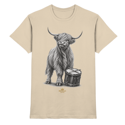 Cooles Hochlandrind mit Snare Trommel – Drumella T-Shirt - Premium Shirt