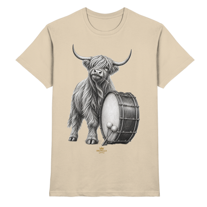 Cooles Hochlandrind mit Base Drum – Drumella T-Shirt  - Premium Shirt