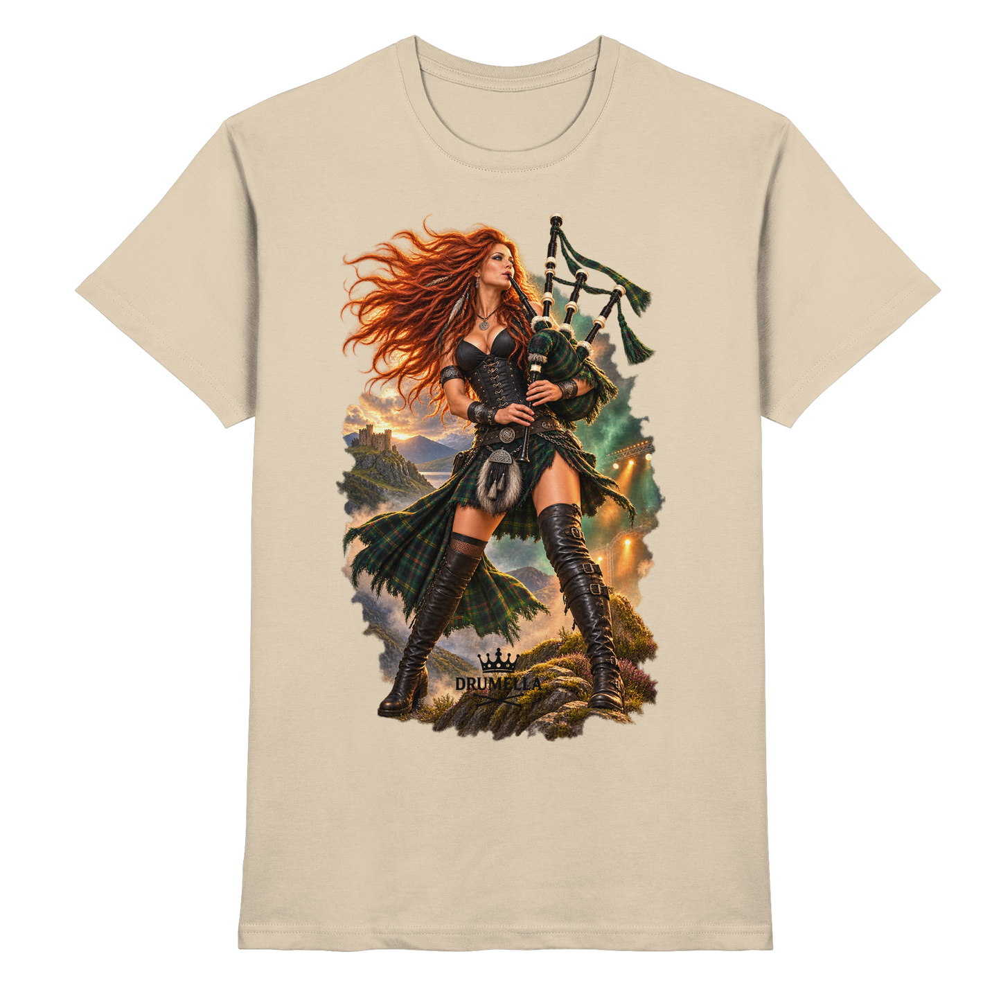 Rockige Dudelsackspielerin – Drumella T-Shirt - Premium Shirt