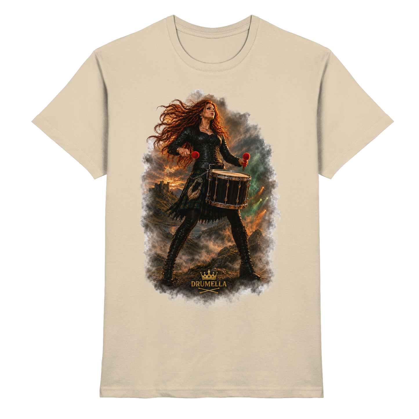 Drumella T-Shirt - Rockige Tenor-Trommlerin - Premium Shirt